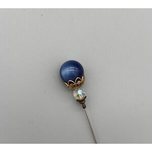 Vintage Victorian Blue World Hatpin Art Deco‎ Exquisite 4" Round